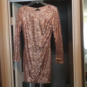 Gold Sequin Party Dress w Open back